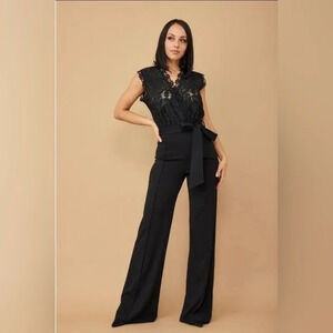 Black Crochet Top Fashion Jumpsuit